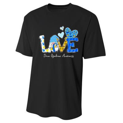 LOVE World Down Syndrome Day Awareness Leopard Gnome Ribbon Performance Sprint T-Shirt