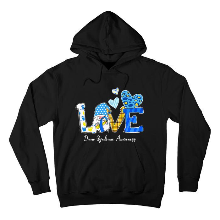 LOVE World Down Syndrome Day Awareness Leopard Gnome Ribbon Tall Hoodie