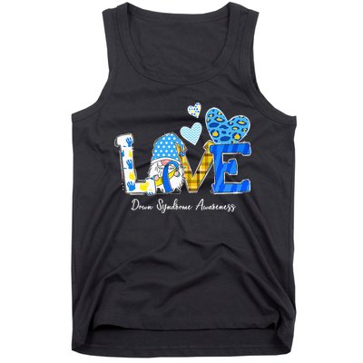 LOVE World Down Syndrome Day Awareness Leopard Gnome Ribbon Tank Top