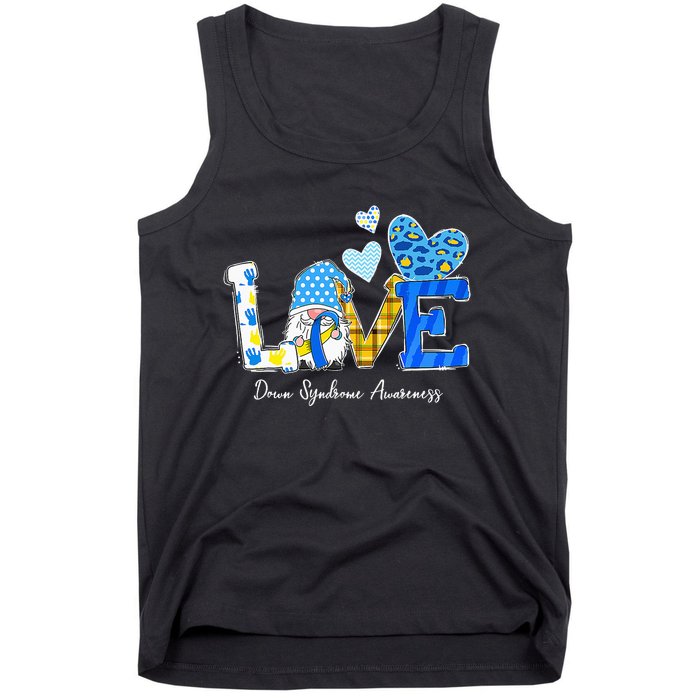 LOVE World Down Syndrome Day Awareness Leopard Gnome Ribbon Tank Top