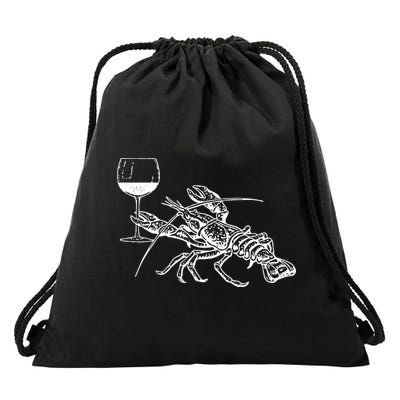 Lobster Wine Drinking Shirts Funny Beach Cruise Vacation Gift Drawstring Bag