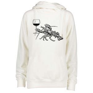 Lobster Wine Drinking Shirts Funny Beach Cruise Vacation Gift Womens Funnel Neck Pullover Hood