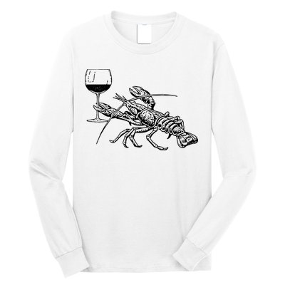 Lobster Wine Drinking Shirts Funny Beach Cruise Vacation Gift Long Sleeve Shirt