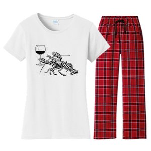 Lobster Wine Drinking Shirts Funny Beach Cruise Vacation Gift Women's Flannel Pajama Set