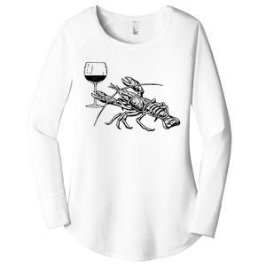 Lobster Wine Drinking Shirts Funny Beach Cruise Vacation Gift Women's Perfect Tri Tunic Long Sleeve Shirt