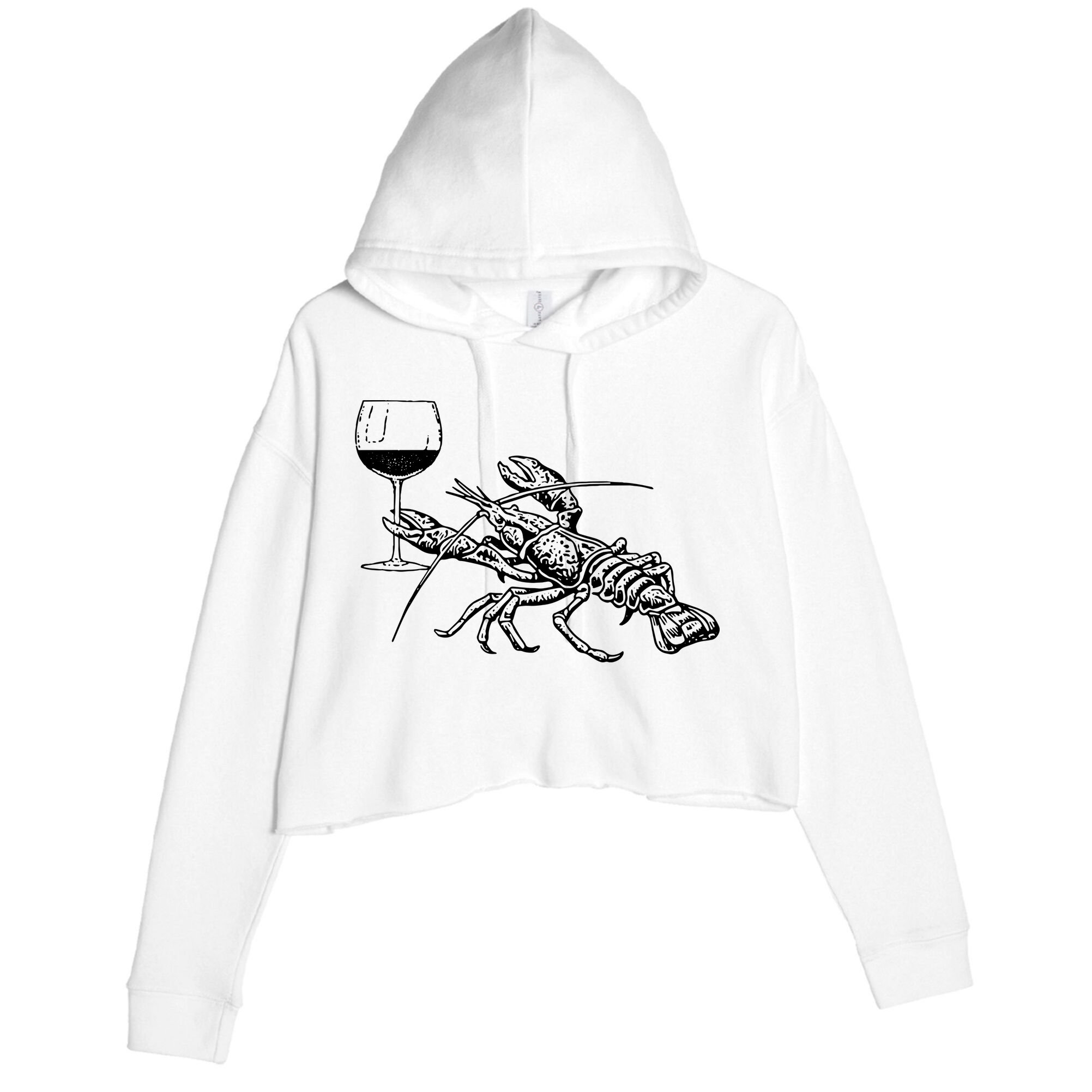 Lobster Wine Drinking Shirts Funny Beach Cruise Vacation Gift Crop Fleece Hoodie