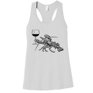 Lobster Wine Drinking Shirts Funny Beach Cruise Vacation Gift Women's Racerback Tank