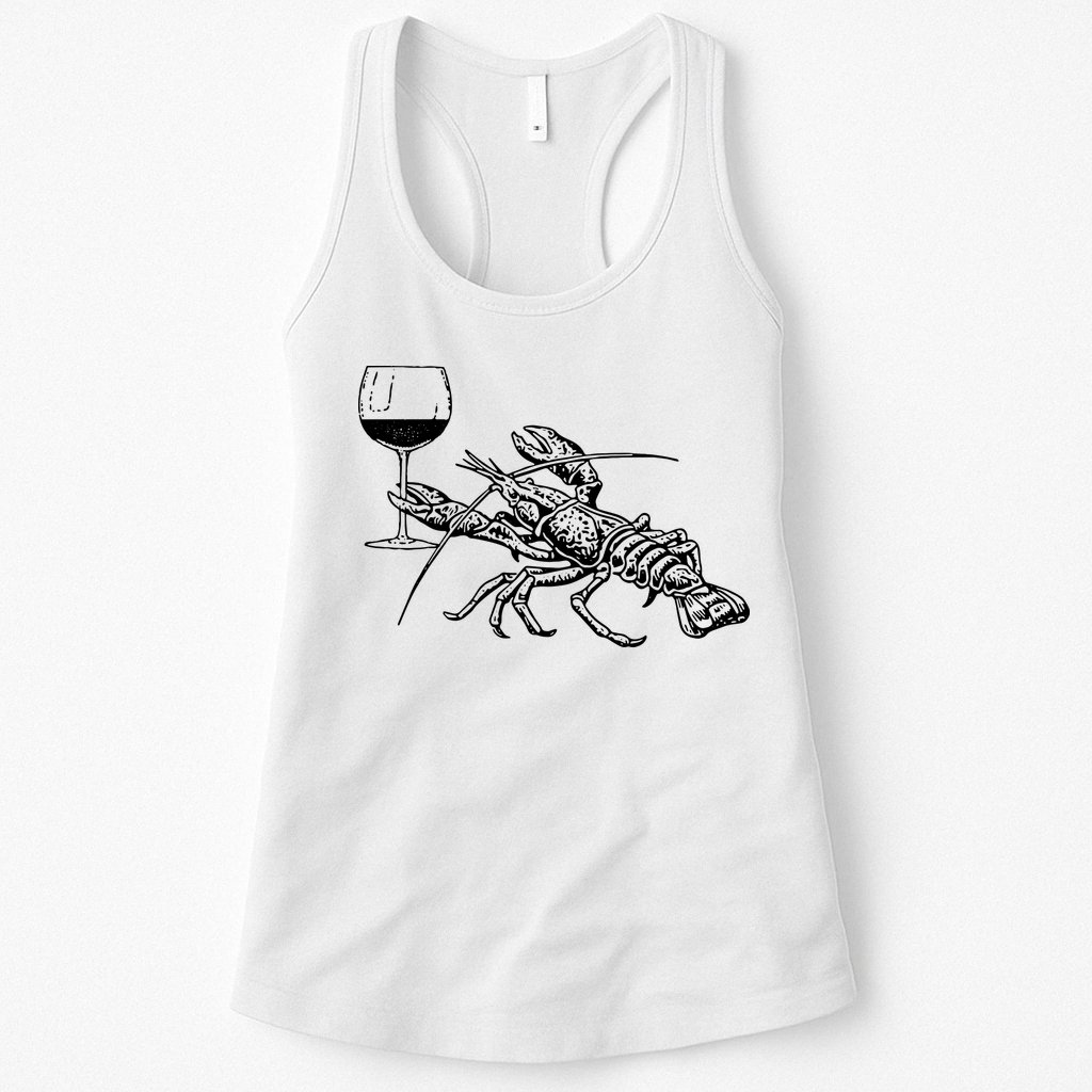 Lobster Wine Drinking Shirts Funny Beach Cruise Vacation Gift Womens Tank Top