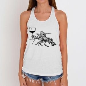 Lobster Wine Drinking Shirts Funny Beach Cruise Vacation Gift Women's Knotted Racerback Tank