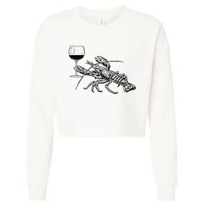 Lobster Wine Drinking Shirts Funny Beach Cruise Vacation Gift Cropped Pullover Crew