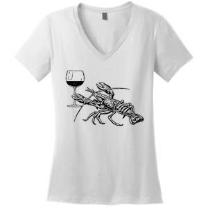 Lobster Wine Drinking Shirts Funny Beach Cruise Vacation Gift Women's V-Neck T-Shirt