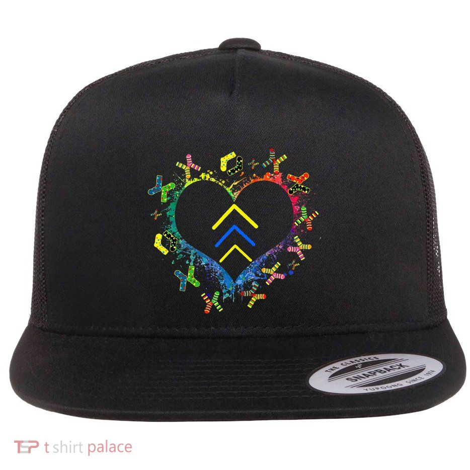 Love World Down Syndrome Awareness Day Love 3 Arrows Socks Flatbill Hat