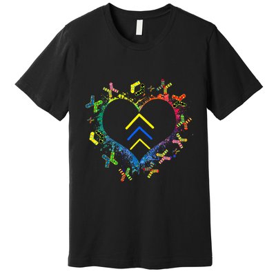 Love World Down Syndrome Awareness Day Love 3 Arrows Socks Premium T-Shirt
