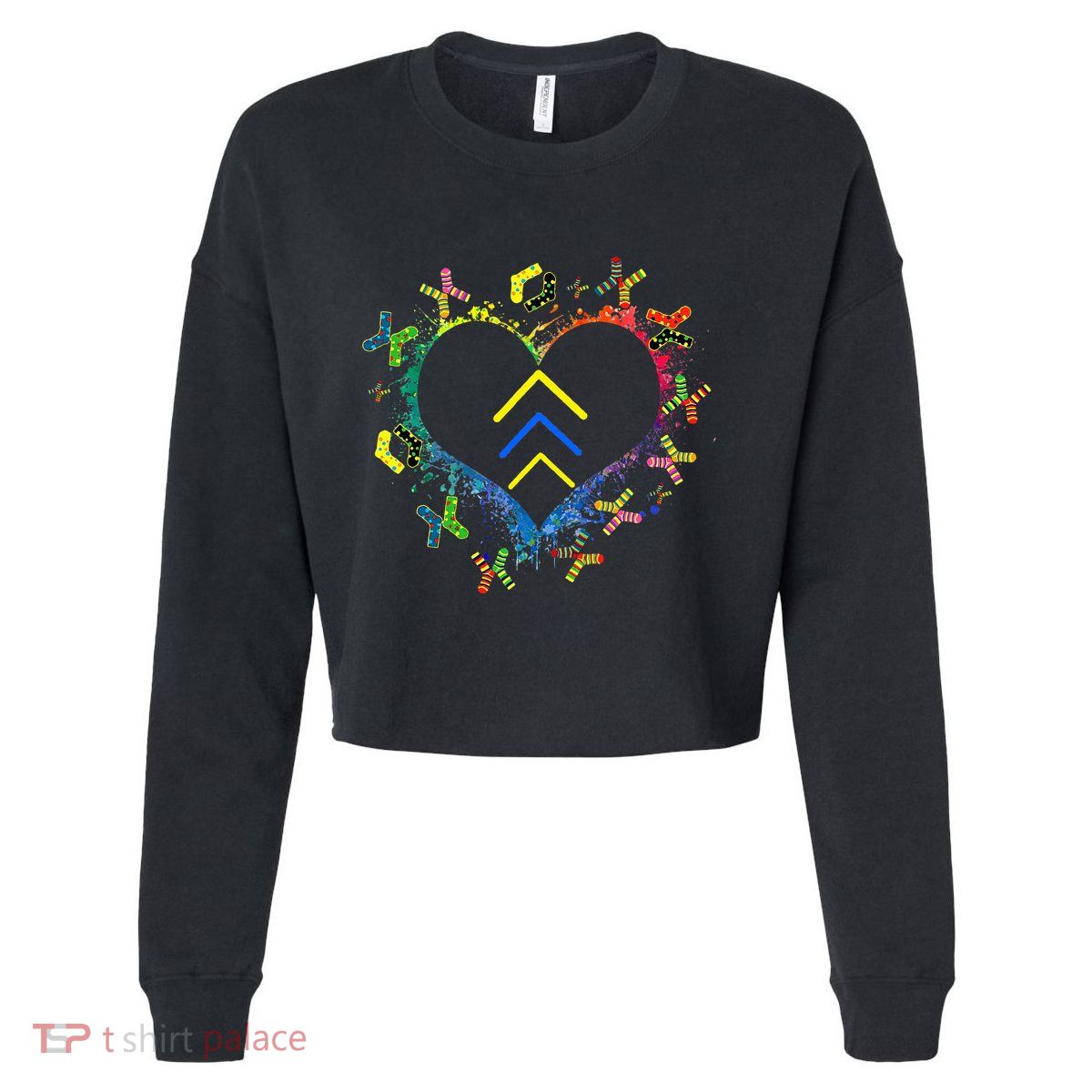 Love World Down Syndrome Awareness Day Love 3 Arrows Socks Cropped Pullover Crew