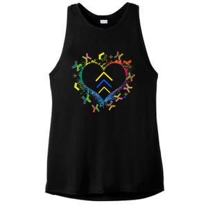 Love World Down Syndrome Awareness Day Love 3 Arrows Socks Ladies PosiCharge Tri-Blend Wicking Tank