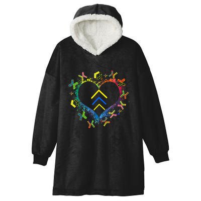Love World Down Syndrome Awareness Day Love 3 Arrows Socks Hooded Wearable Blanket