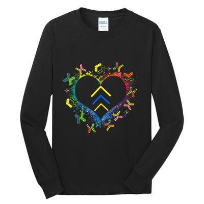 Love World Down Syndrome Awareness Day Love 3 Arrows Socks Tall Long Sleeve T-Shirt