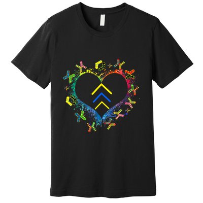 Love World Down Syndrome Awareness Day Love 3 Arrows Socks Premium T-Shirt