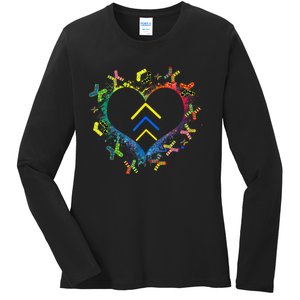 Love World Down Syndrome Awareness Day Love 3 Arrows Socks Ladies Long Sleeve Shirt