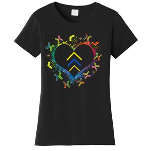 Love World Down Syndrome Awareness Day Love 3 Arrows Socks Women's T-Shirt