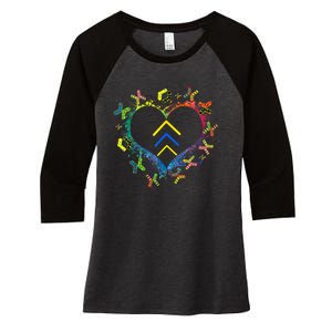 Love World Down Syndrome Awareness Day Love 3 Arrows Socks Women's Tri-Blend 3/4-Sleeve Raglan Shirt