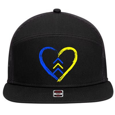 Love World Down Syndrome Awareness Day Love 3 Arrows 7 Panel Mesh Trucker Snapback Hat