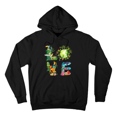 Love World Earth Day 2024 Planet Environmental Animal Hoodie