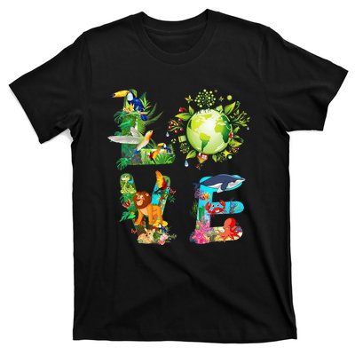 Love World Earth Day 2024 Planet Environmental Animal T-Shirt