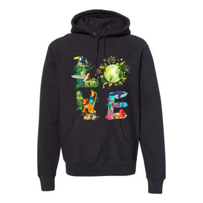 Love World Earth Day 2024 Planet Environmental Animal Premium Hoodie