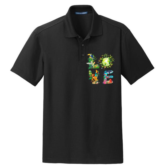 Love World Earth Day 2024 Planet Environmental Animal Dry Zone Grid Polo