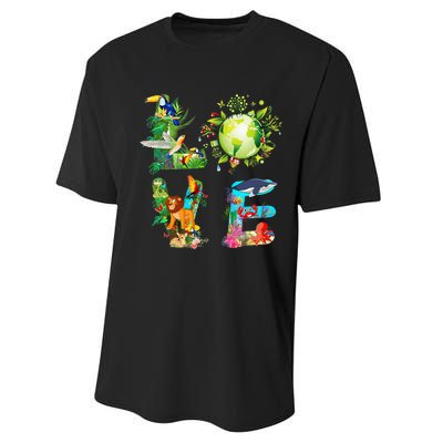 Love World Earth Day 2024 Planet Environmental Animal Performance Sprint T-Shirt