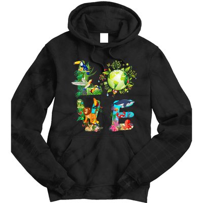 Love World Earth Day 2024 Planet Environmental Animal Tie Dye Hoodie