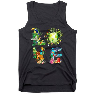 Love World Earth Day 2024 Planet Environmental Animal Tank Top