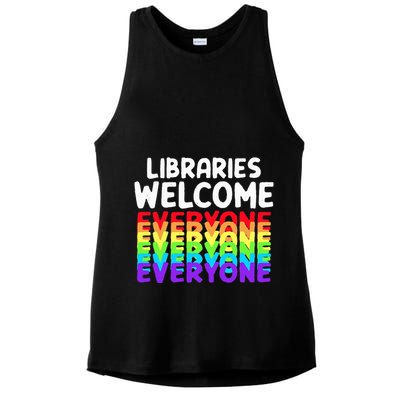 Libraries Welcome Everyone Equality Pride Ladies PosiCharge Tri-Blend Wicking Tank