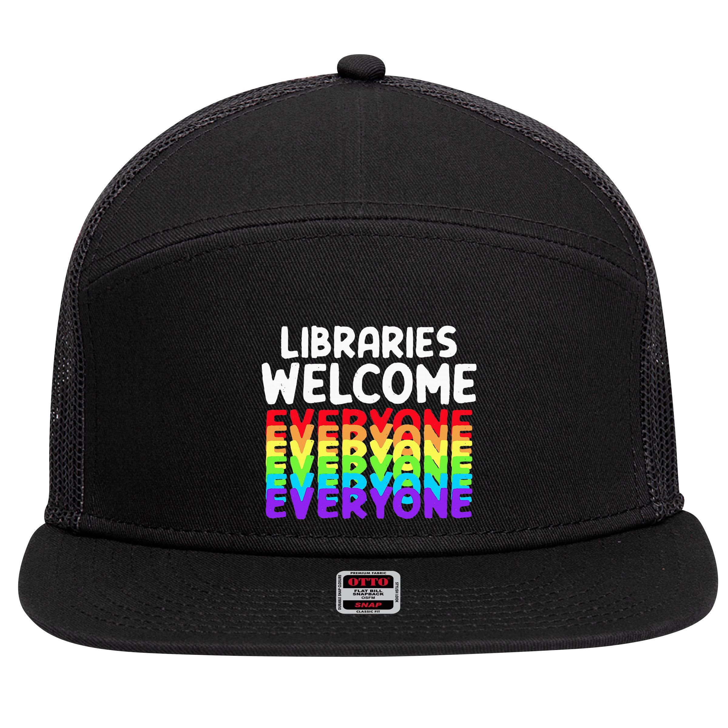 Libraries Welcome Everyone Equality Pride 7 Panel Mesh Trucker Snapback Hat