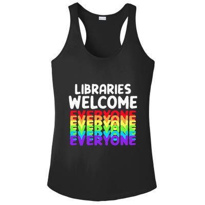 Libraries Welcome Everyone Equality Pride Ladies PosiCharge Competitor Racerback Tank