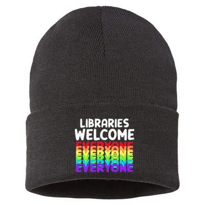 Libraries Welcome Everyone Equality Pride Sustainable Knit Beanie