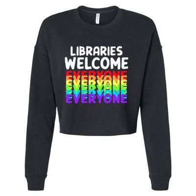 Libraries Welcome Everyone Equality Pride Cropped Pullover Crew