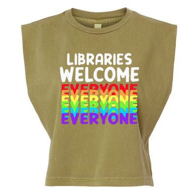 Libraries Welcome Everyone Equality Pride Garment-Dyed Women's Muscle Tee