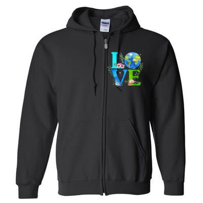 Love World Earth Day 2024 Environmental Full Zip Hoodie