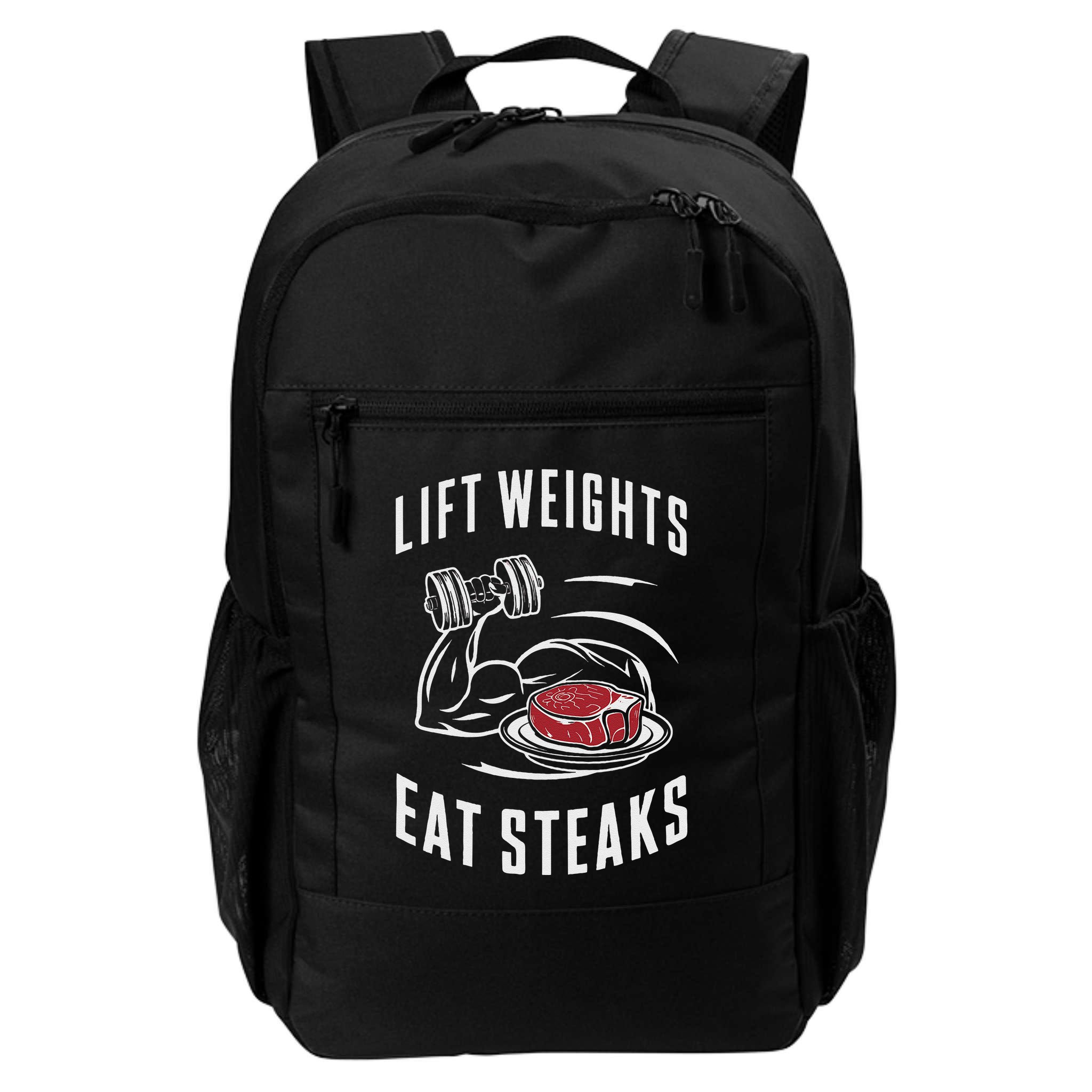 Lift Weights Eat Steaks Backpack