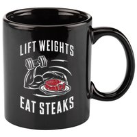 Lift Weights Eat Steaks 11oz C Handle Ceramic Mug