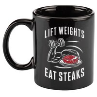 Lift Weights Eat Steaks 11oz C Handle Ceramic Mug