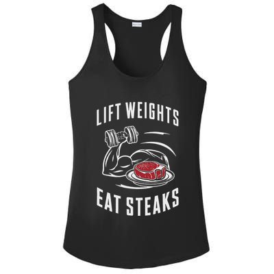 Lift Weights Eat Steaks Ladies PosiCharge Competitor Racerback Tank