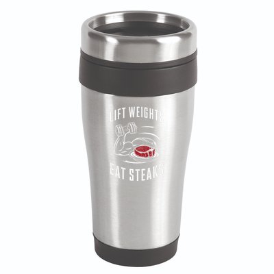 Lift Weights Eat Steaks 16oz Travel Tumbler