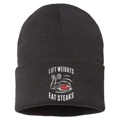 Lift Weights Eat Steaks Sustainable Knit Beanie