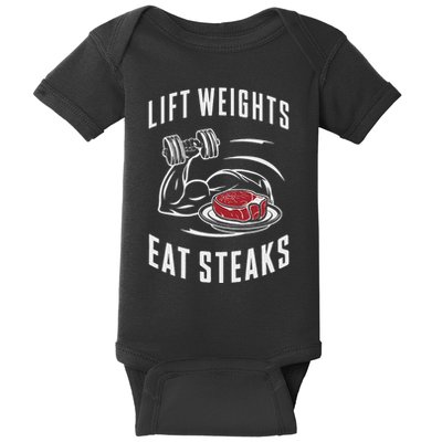 Lift Weights Eat Steaks Baby Bodysuit