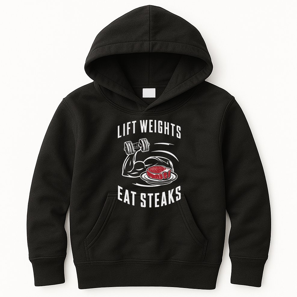Lift Weights Eat Steaks Kids Hoodie