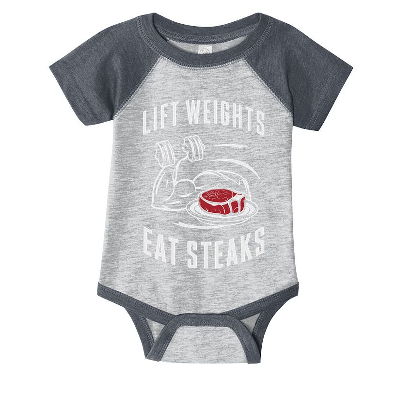 Lift Weights Eat Steaks Infant Baby Jersey Bodysuit
