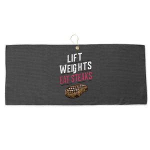 Lift Weights Eat Steaks Large Microfiber Waffle Golf Towel